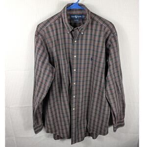 Ralph Lauren Yarmouth 16 34/35 Plaid Button Down Shirt Mens L Long Sleeve Cotton